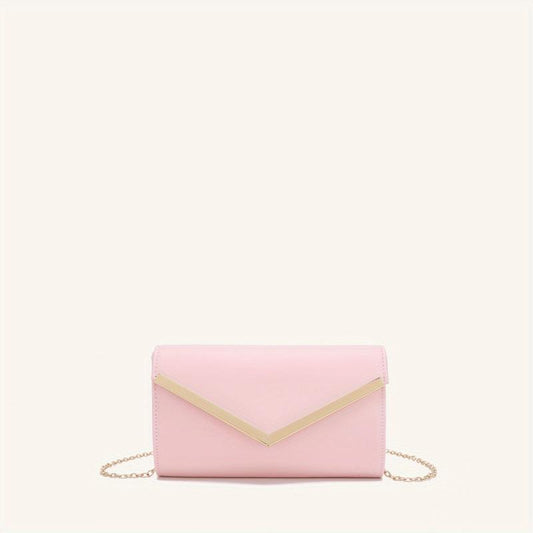 Flap Chain Strap Shoulder Bag V Metal Decor Crossbody Bag