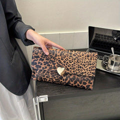 Cow Pattern Clutch Textured PU Leather Evening Cell Phone Bag