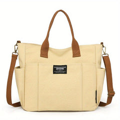 Women's Canvas Tote Bag with Pockets Large Capacity Crossbody Bag