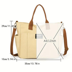 Women's Canvas Tote Bag with Pockets Large Capacity Crossbody Bag