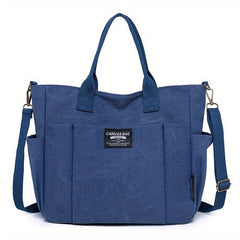 Women's Canvas Tote Bag with Pockets Large Capacity Crossbody Bag