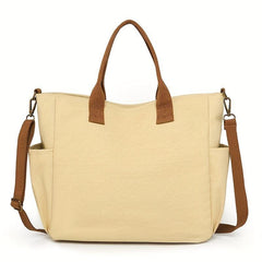 Women's Canvas Tote Bag with Pockets Large Capacity Crossbody Bag