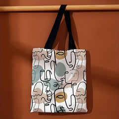 Abstract Face Pattern Shoulder Bag Lightweight Shopper Bag