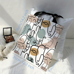 Abstract Face Pattern Shoulder Bag Lightweight Shopper Bag