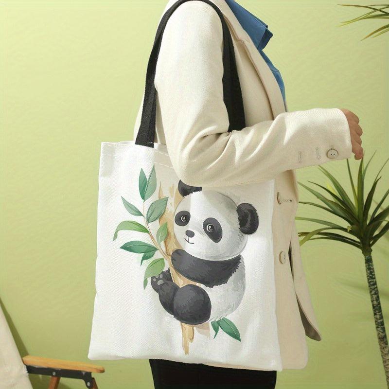 Smile Sloth Pattern Canvas Tote Bag Large Capacity Shoulder Bag