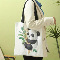 Smile Sloth Pattern Canvas Tote Bag Large Capacity Shoulder Bag