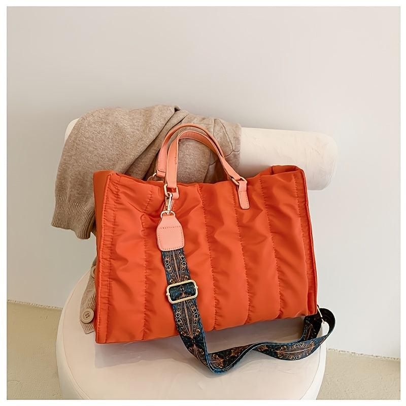 Quilted Shoulder Bag Casual Large Capacity Handbag Work & Shopping Tote