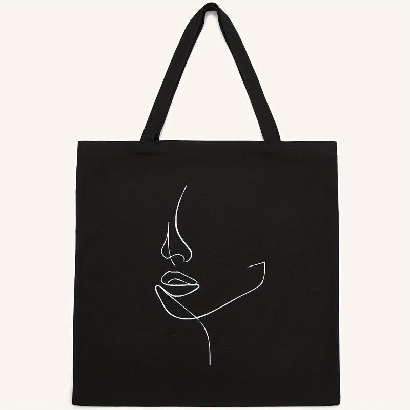 Abstract Figure Graphic Shoulder Bag Canvas Shopper Bag Reusable