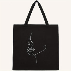 Abstract Figure Graphic Shoulder Bag Canvas Shopper Bag Reusable
