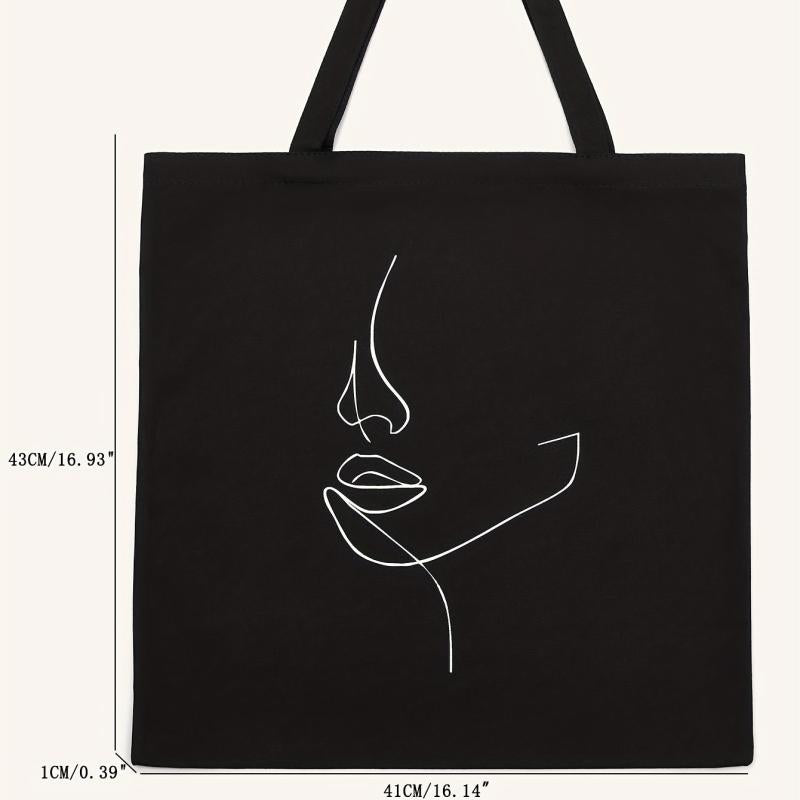 Abstract Figure Graphic Shoulder Bag Canvas Shopper Bag Reusable