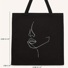 Abstract Figure Graphic Shoulder Bag Canvas Shopper Bag Reusable