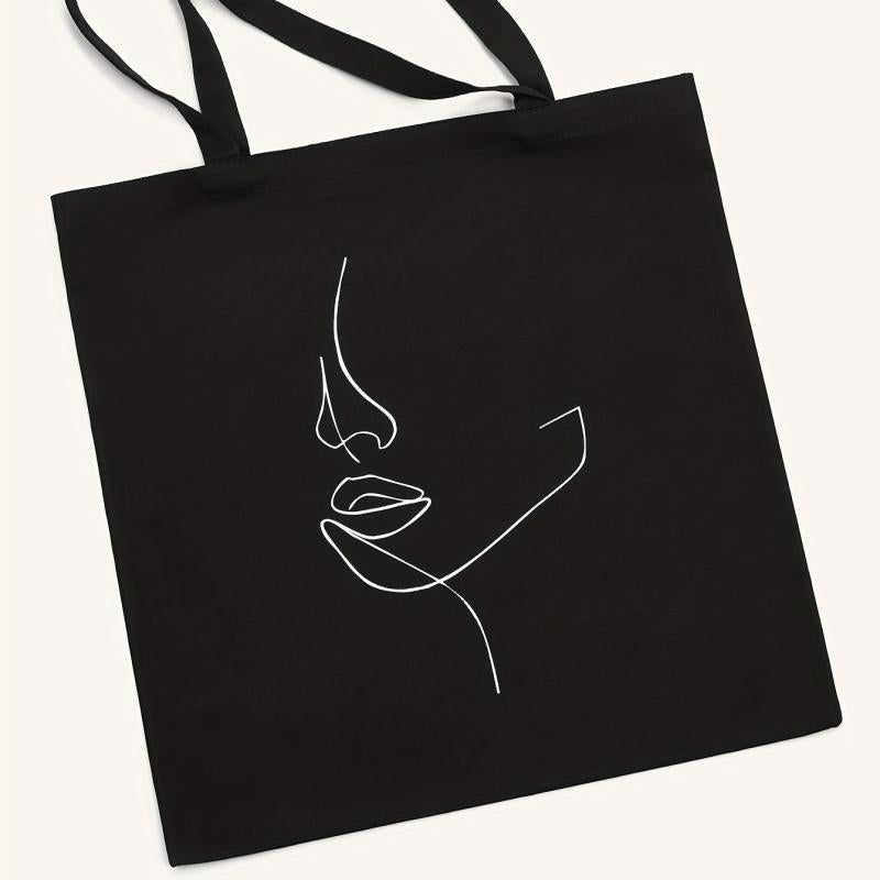 Abstract Figure Graphic Shoulder Bag Canvas Shopper Bag Reusable