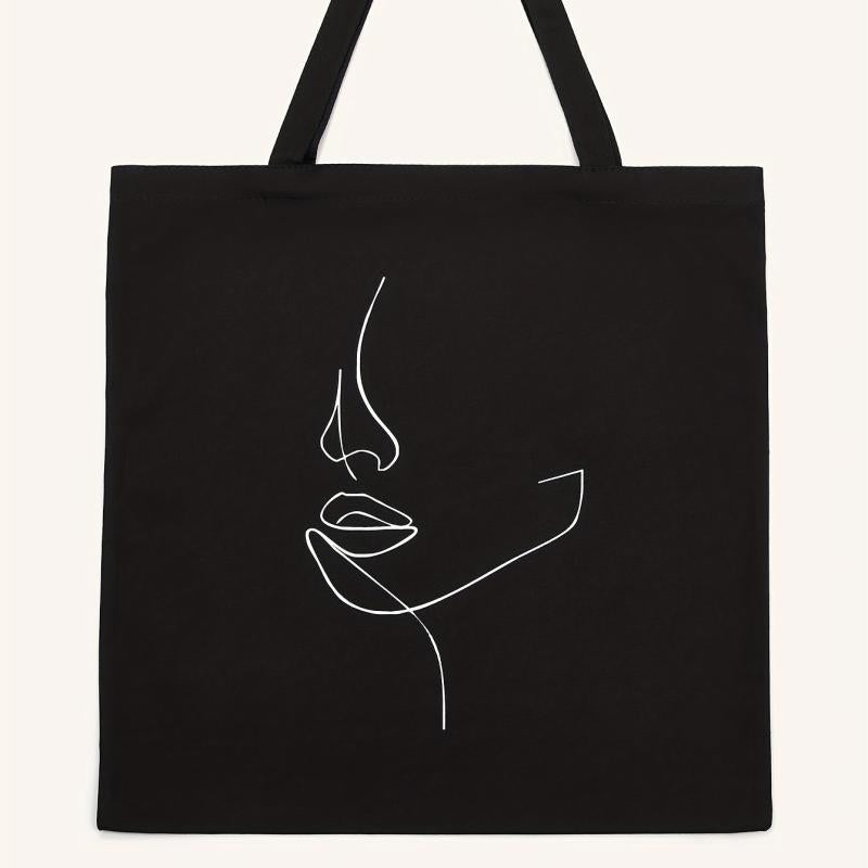Abstract Figure Graphic Shoulder Bag Canvas Shopper Bag Reusable