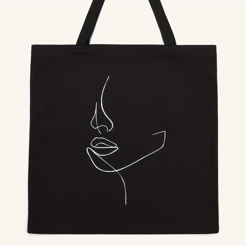 Abstract Figure Graphic Shoulder Bag Canvas Shopper Bag Reusable