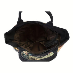 Phoenix Embroidery Tote Bag Canvas Handbag Large Capacity