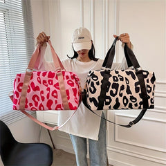 Leopard Pattern Duffle Bag Large Capacity Portable Travel Storage Bag