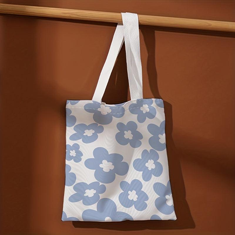 Flower Print Shoulder Bag Lightweight Storage Bag With Fixed Straps