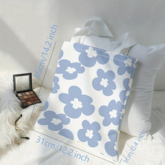 Flower Print Shoulder Bag Lightweight Storage Bag With Fixed Straps