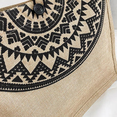Ethnic Style Linen Tote Bag Vintage Large Capacity Handbag