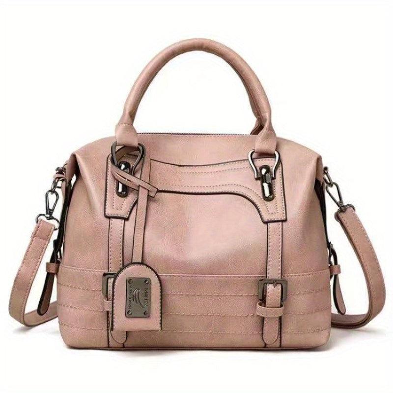 Vintage Boston Bag For Women Large Capacity Satchel Purse