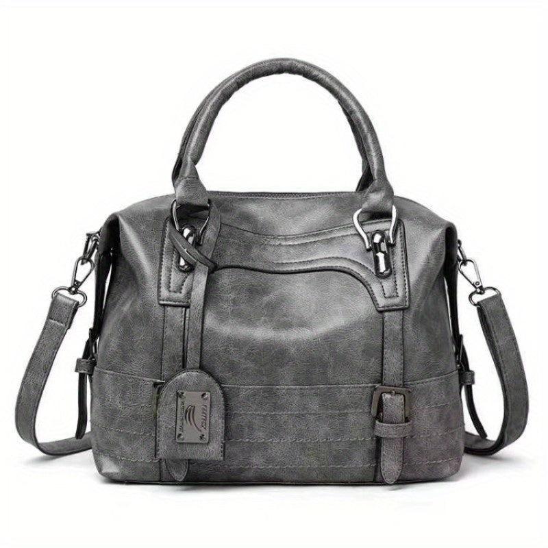 Vintage Boston Bag For Women Large Capacity Satchel Purse