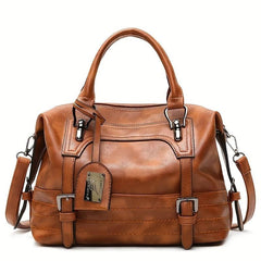 Vintage Boston Bag For Women Large Capacity Satchel Purse