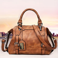 Vintage Boston Bag For Women Large Capacity Satchel Purse