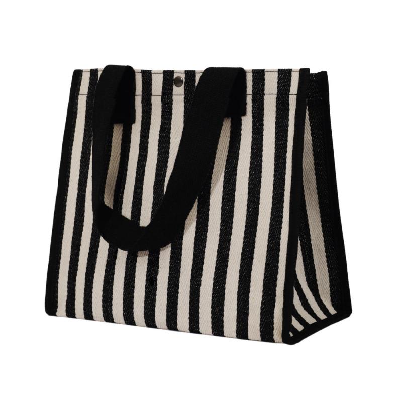 Striped Canvas Tote Bag Women's Handbag