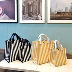 Striped Canvas Tote Bag Women's Handbag