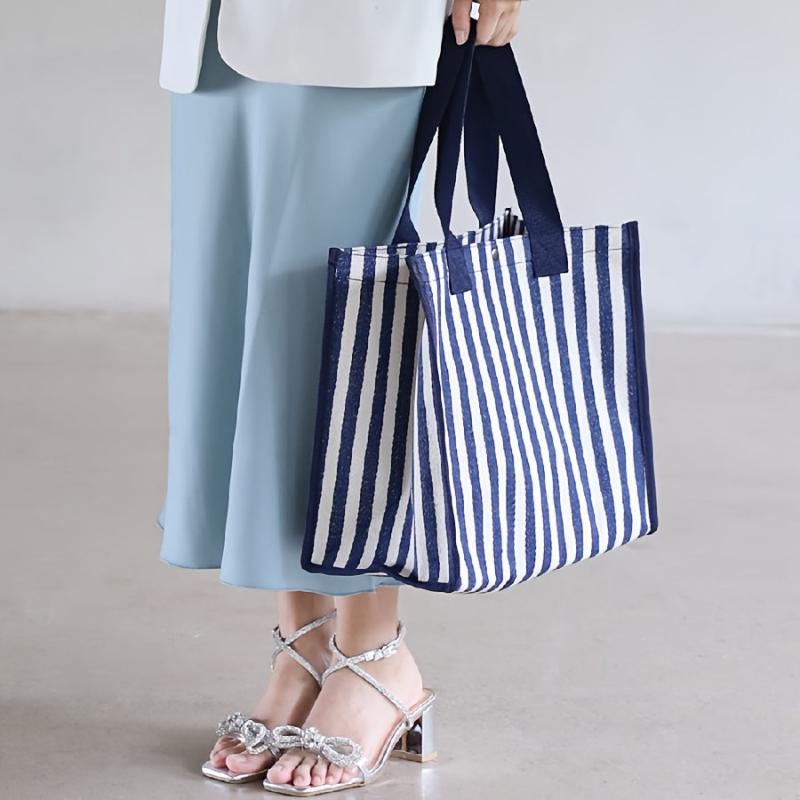 Striped Canvas Tote Bag Women's Handbag