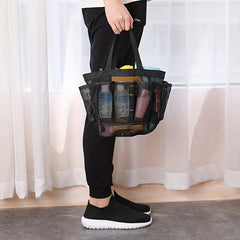 Portable Mesh Beach Bag 8 Pockets Storage Shoes Cosmetic Bag