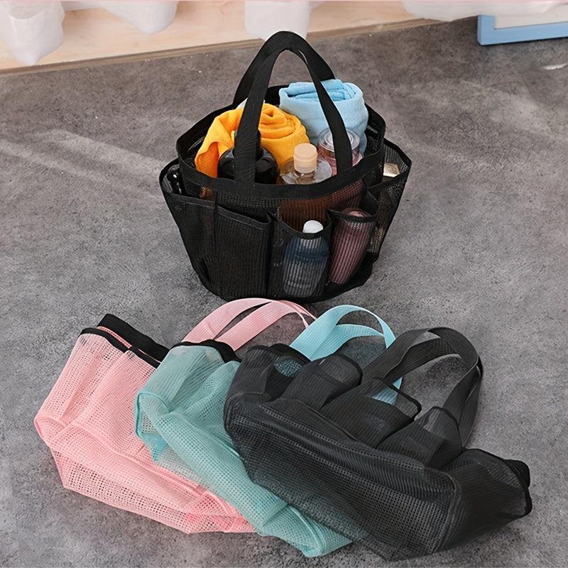 Portable Mesh Beach Bag 8 Pockets Storage Shoes Cosmetic Bag