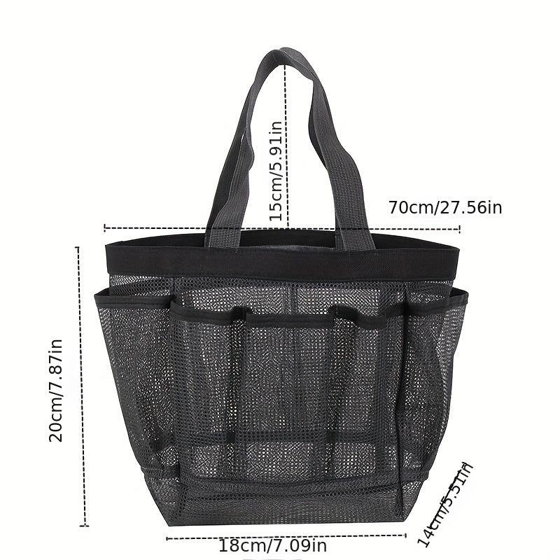 Portable Mesh Beach Bag 8 Pockets Storage Shoes Cosmetic Bag