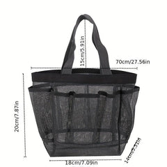 Portable Mesh Beach Bag 8 Pockets Storage Shoes Cosmetic Bag