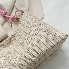 Flower Decor Woven Underarm Bag Lightweight Textured Bag Purse