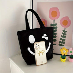 Smile Face Pattern Canvas Bag Lightweight Handbag