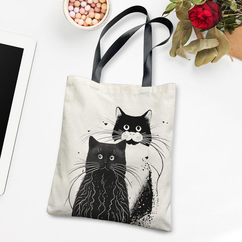 Cats Pattern Canvas Bag Lightweight Shoulder Bag
