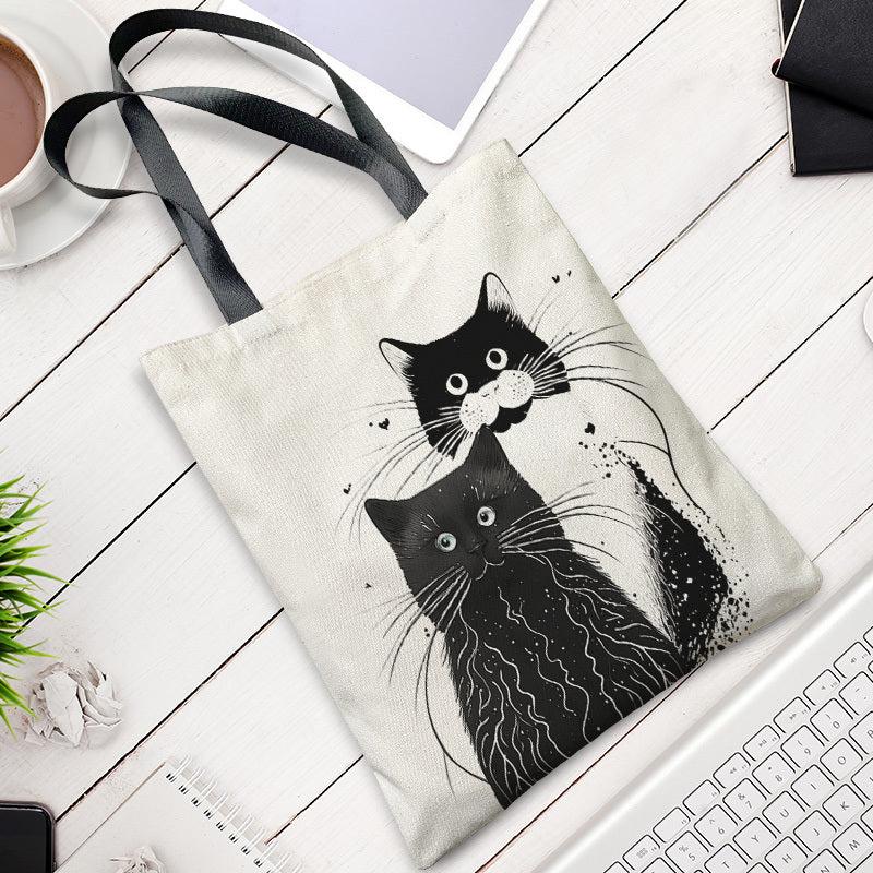 Cats Pattern Canvas Bag Lightweight Shoulder Bag