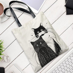 Cats Pattern Canvas Bag Lightweight Shoulder Bag
