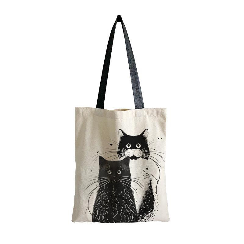 Cats Pattern Canvas Bag Lightweight Shoulder Bag