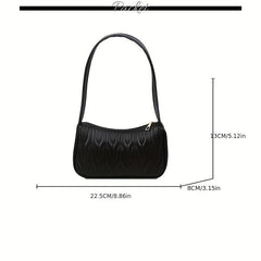 Quilted Zipper Handbag Solid PU Leather Shoulder Bag