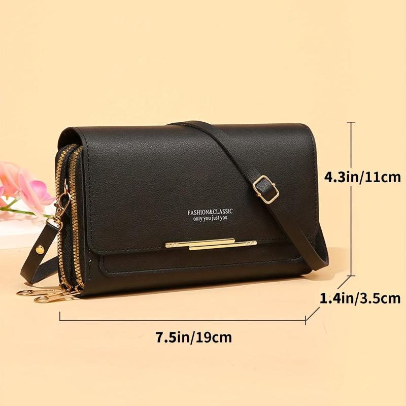Versatile PU Leather Flap Crossbody Bag with Kiss Lock Closure