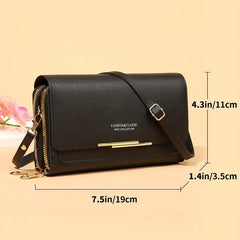 Versatile PU Leather Flap Crossbody Bag with Kiss Lock Closure