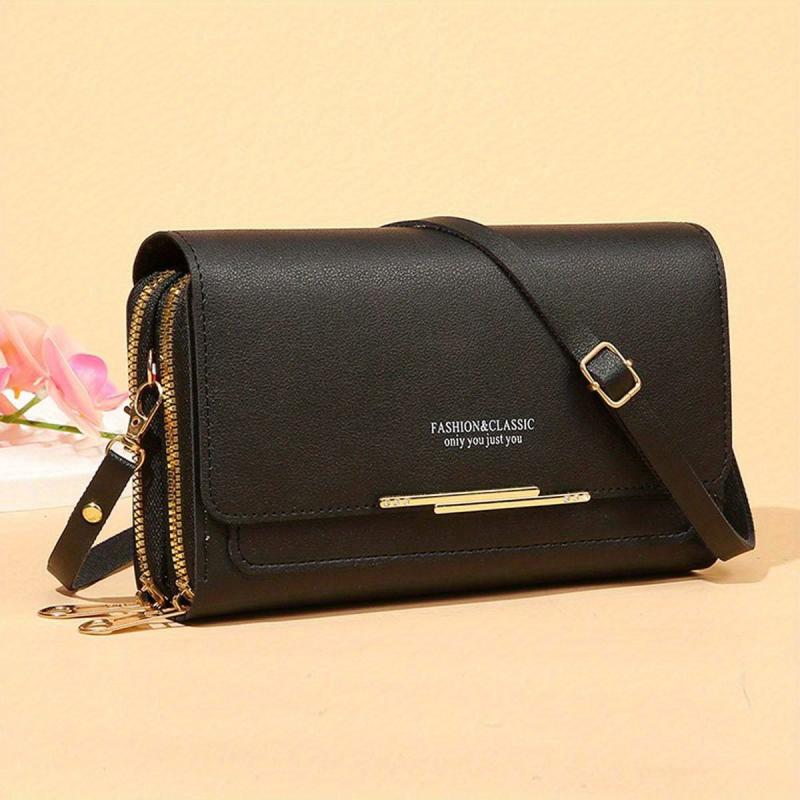 Versatile PU Leather Flap Crossbody Bag with Kiss Lock Closure