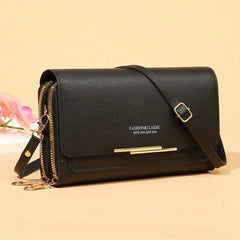 Versatile PU Leather Flap Crossbody Bag with Kiss Lock Closure