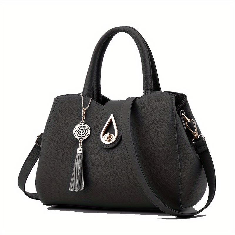 Small Top Handle Crossbody Bag PU Leather Textured Tote Bag Purse