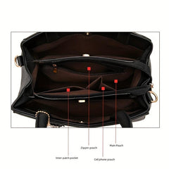 Small Top Handle Crossbody Bag PU Leather Textured Tote Bag Purse