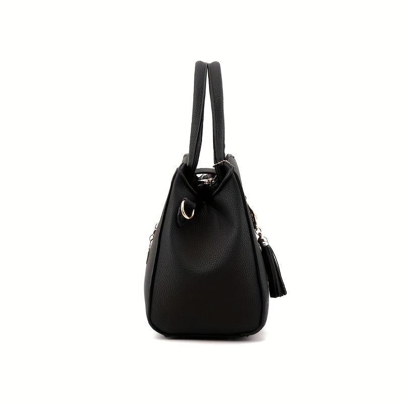 Small Top Handle Crossbody Bag PU Leather Textured Tote Bag Purse