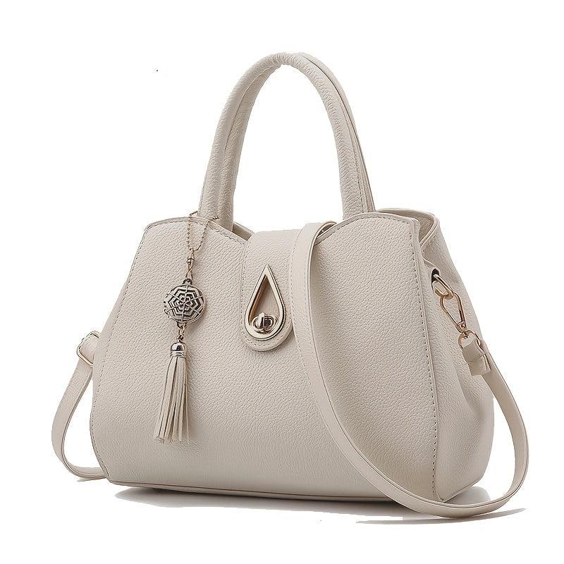 Small Top Handle Crossbody Bag PU Leather Textured Tote Bag Purse