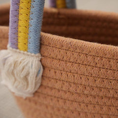 Rainbow Handle Straw Handbag Lightweight Decorative Satchel Bag